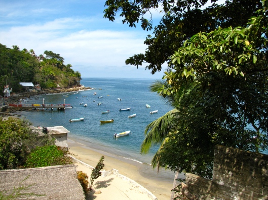 Boats tied up by the Yelapa dock