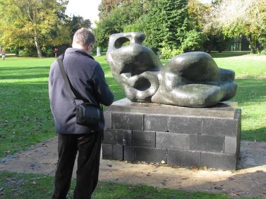 Me interacting with Reclining Figure: Bunched  -  Photo SKS