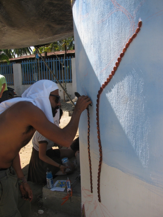 Making a start on the school mural at San Pancho