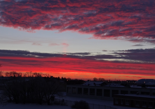 Sunrise over a balcony in Winnipeg
